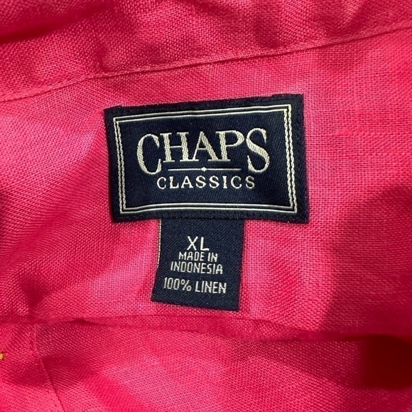 COPY - Chaps Fuchsia Color 100% Linen Buttoned Down Shirt Top Sz XL - Picture 6 of 6